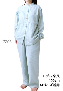 バンドカラーパジャマ ダブルガーゼ レディース