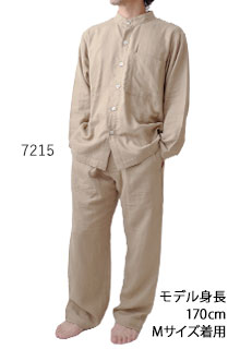 バンドカラーパジャマ ダブルガーゼ メンズ